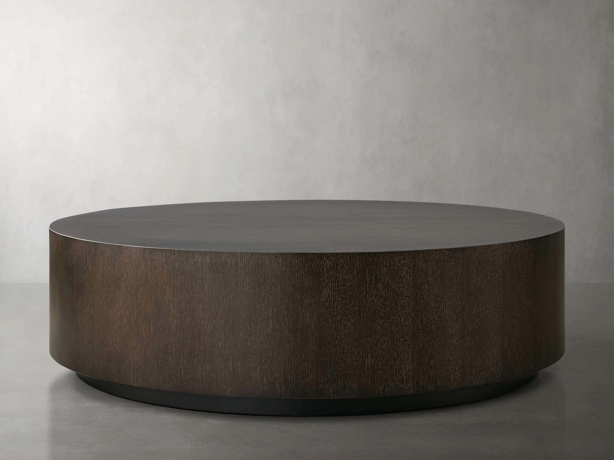 Sullivan Round Plinth Coffee Table Wood Oak Sofa Center Tea Table