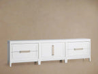 Meuble TV Rowan à 4 tiroirs en bois, buffet de rangement pour entrée, console multimédia