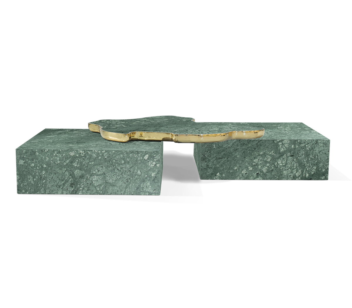 Luxury Sculptural Coffee Table Black & White High-Gloss Marble Finish
