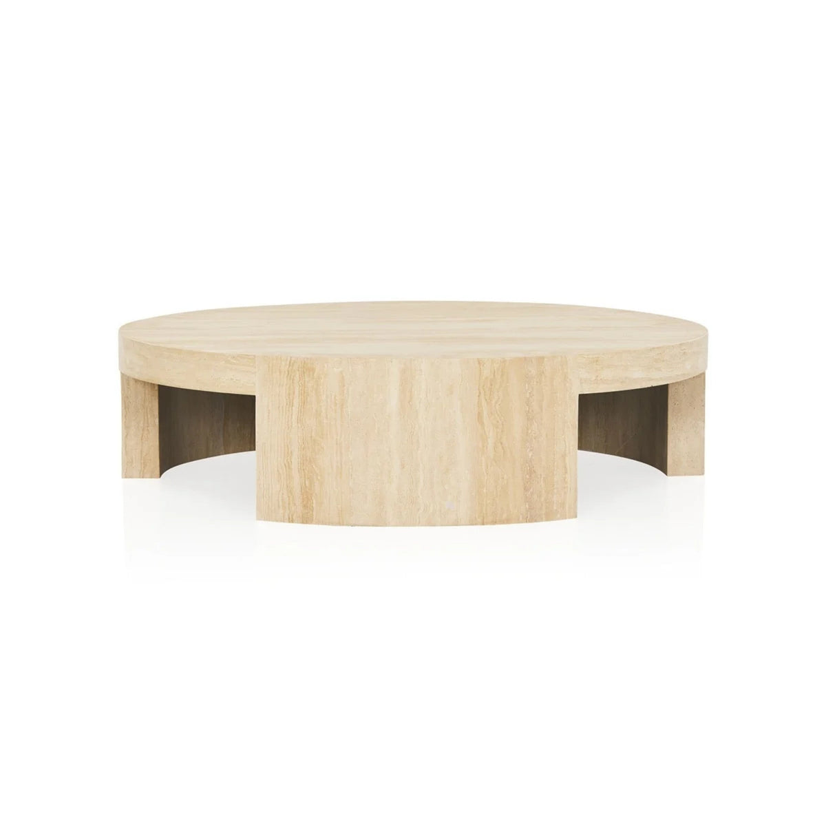 Runder Couchtisch Veneta mit Carrara-Marmor-Furnierplatte für Wohnzimmer und Holztisch