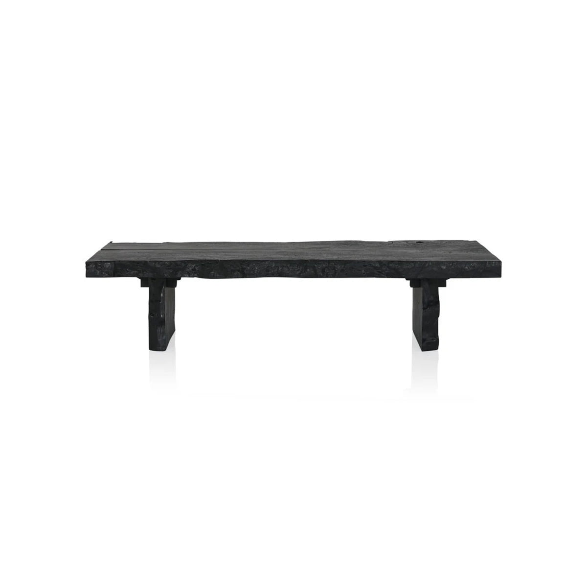 Nobu Wood Rectangular Coffee Table Sofa Center Tea Table with Burnt Noir Finish Natural Feel