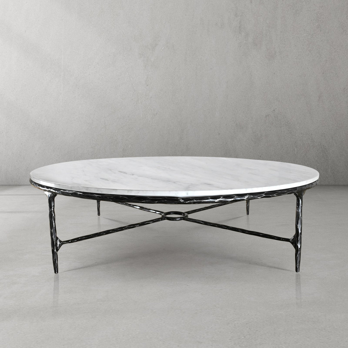 Thaddeus Metal Marble Round Coffee Table Hand-Forged Style O & X Living Sofa Center Tea Table