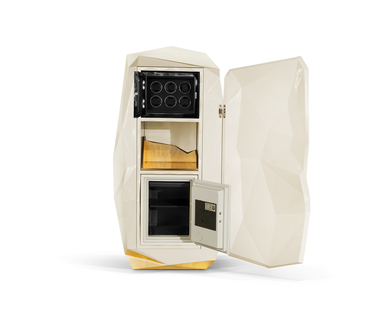 Luxury Diamond Floor Safe with Hidden Watch Winder & Certified High-Security Storage System