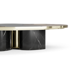 Luxury Calacatta Marble Coffee Table with Black Sculptural Base & Modern Design Center Tea Table