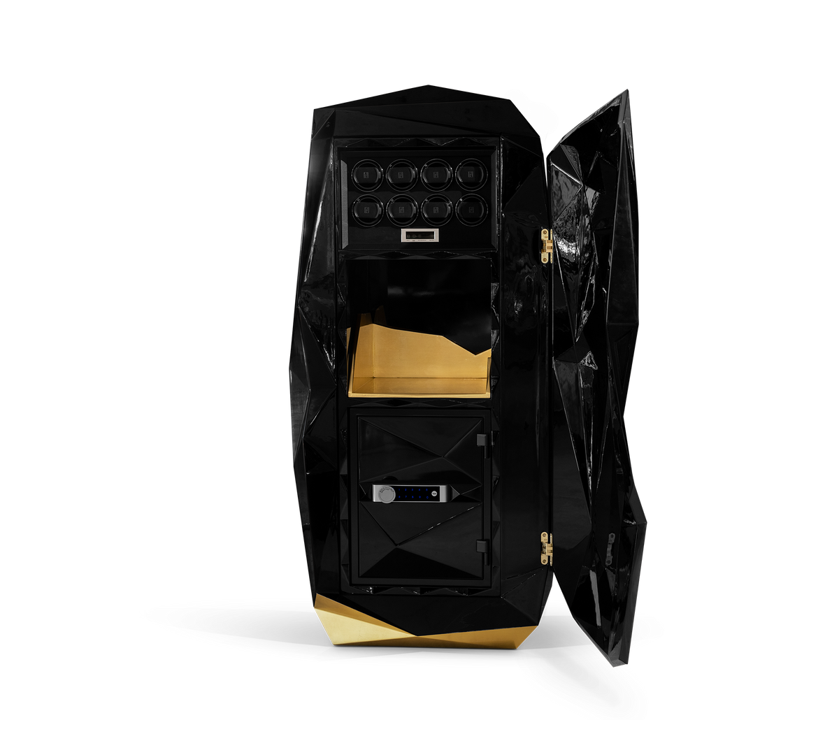 Luxury Diamond Floor Safe with Hidden Watch Winder & Certified High-Security Storage System