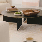 Bowie Coffee Table with Hammered Cast Aluminum Sofa Center Tea Table in Antiqued Bronze