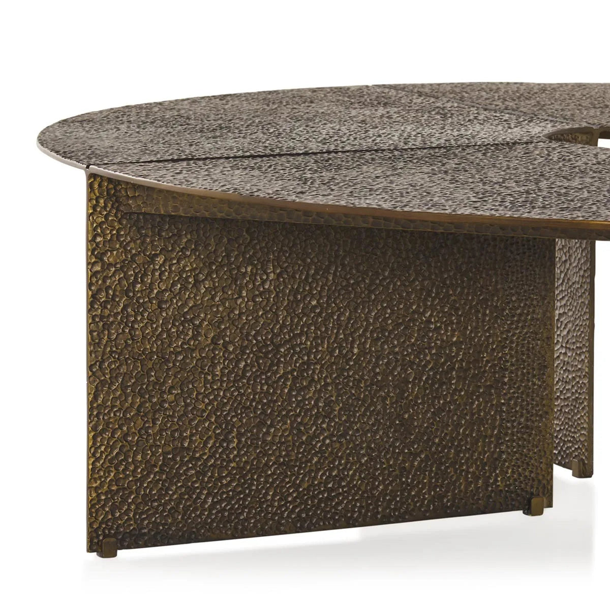 Bowie Coffee Table with Hammered Cast Aluminum Sofa Center Tea Table in Antiqued Bronze