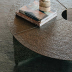 Bowie Coffee Table with Hammered Cast Aluminum Sofa Center Tea Table in Antiqued Bronze
