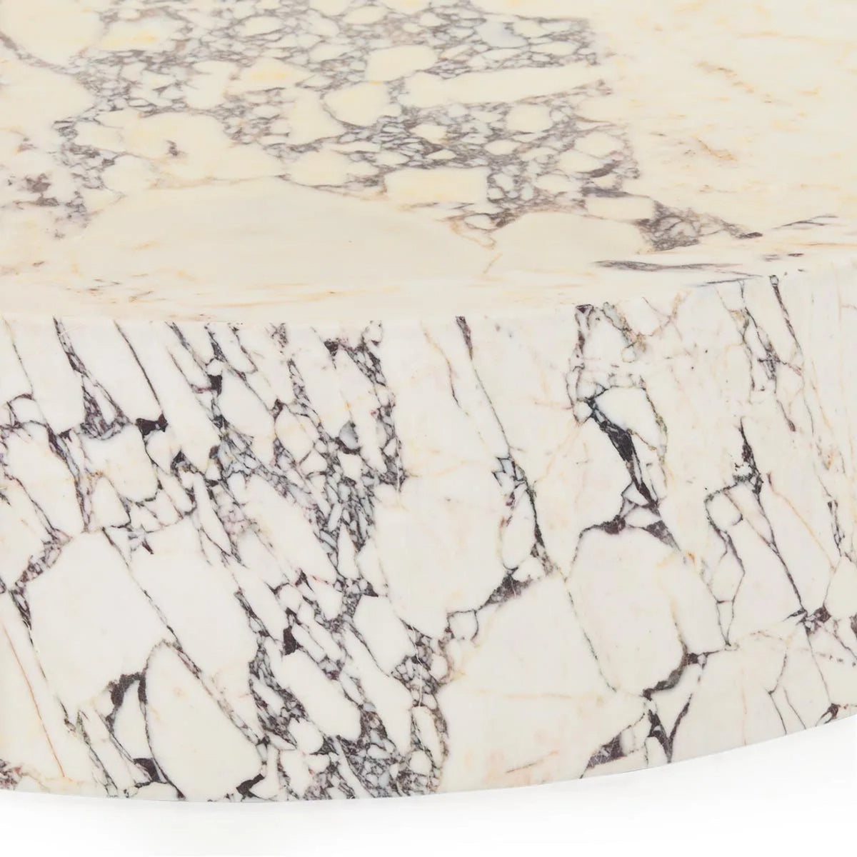 Runder Couchtisch Veneta mit Carrara-Marmor-Furnierplatte für Wohnzimmer und Holztisch