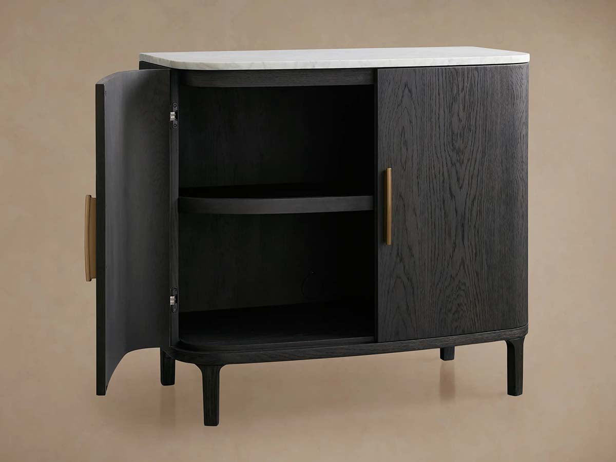 Danny Marble Top Buffet Sideboards Oak Wood Entrance Cabinet