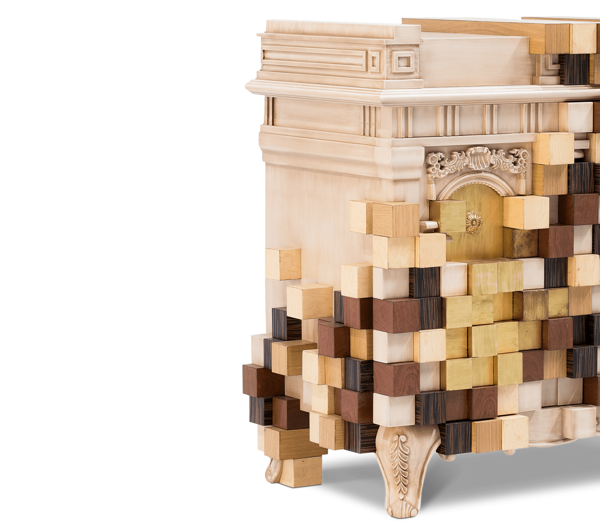 Luxury Mirrored Sideboard Buffet Cabinet with Gold Accents & Modern Storage