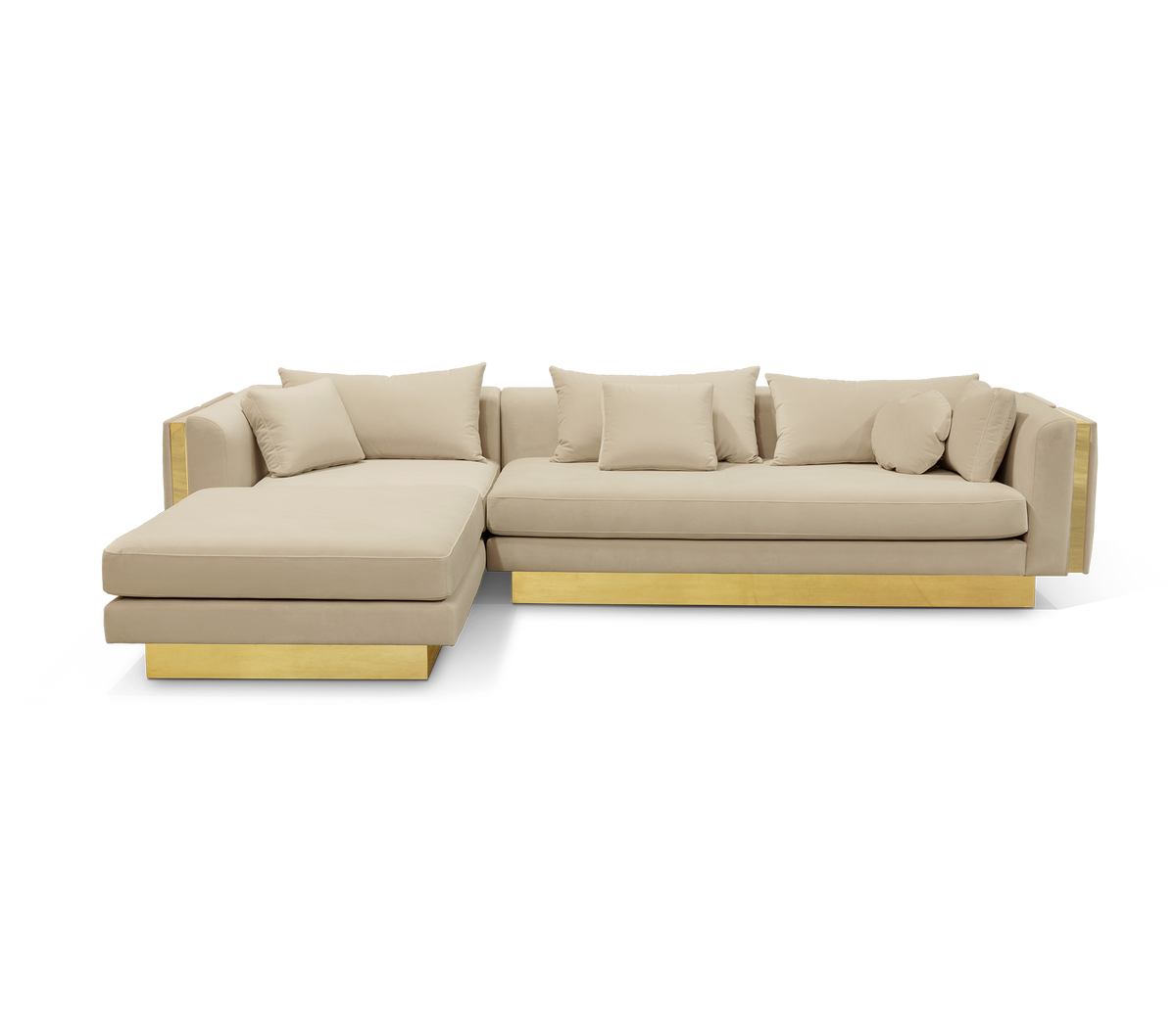 Luxury Modular Sofa with Karst-Inspired Sculptural Design & Polished Brass Frame