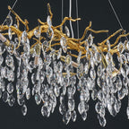Lustre linéaire doré en forme de branche d'arbre de 122 à 183 cm pour salle à manger