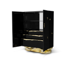 Luxury Marble Storage Cabinet with Brass Base, Hidden Shelves & Designer Storage