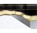 Luxury Sculptural Coffee Table Black & White High-Gloss Marble Finish
