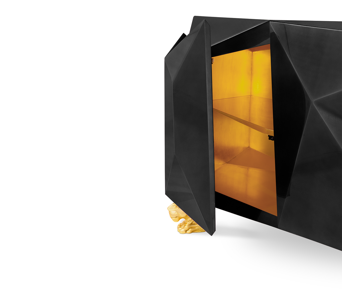 Luxury Diamond-Inspired Sideboard Cabinet with Black Gold Finish & Hidden Storage