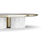 Luxury Calacatta Marble Coffee Table with Black Sculptural Base & Modern Design Center Tea Table