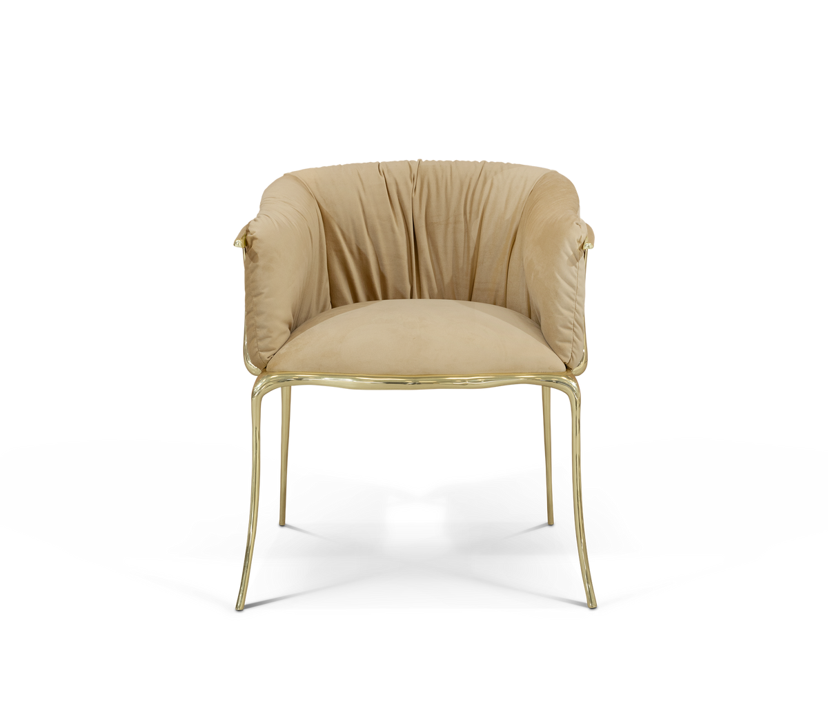 Luxury Surrealist Armchair with Gold-Plated Brass Frame, Velvet Seat & Sculptural Design