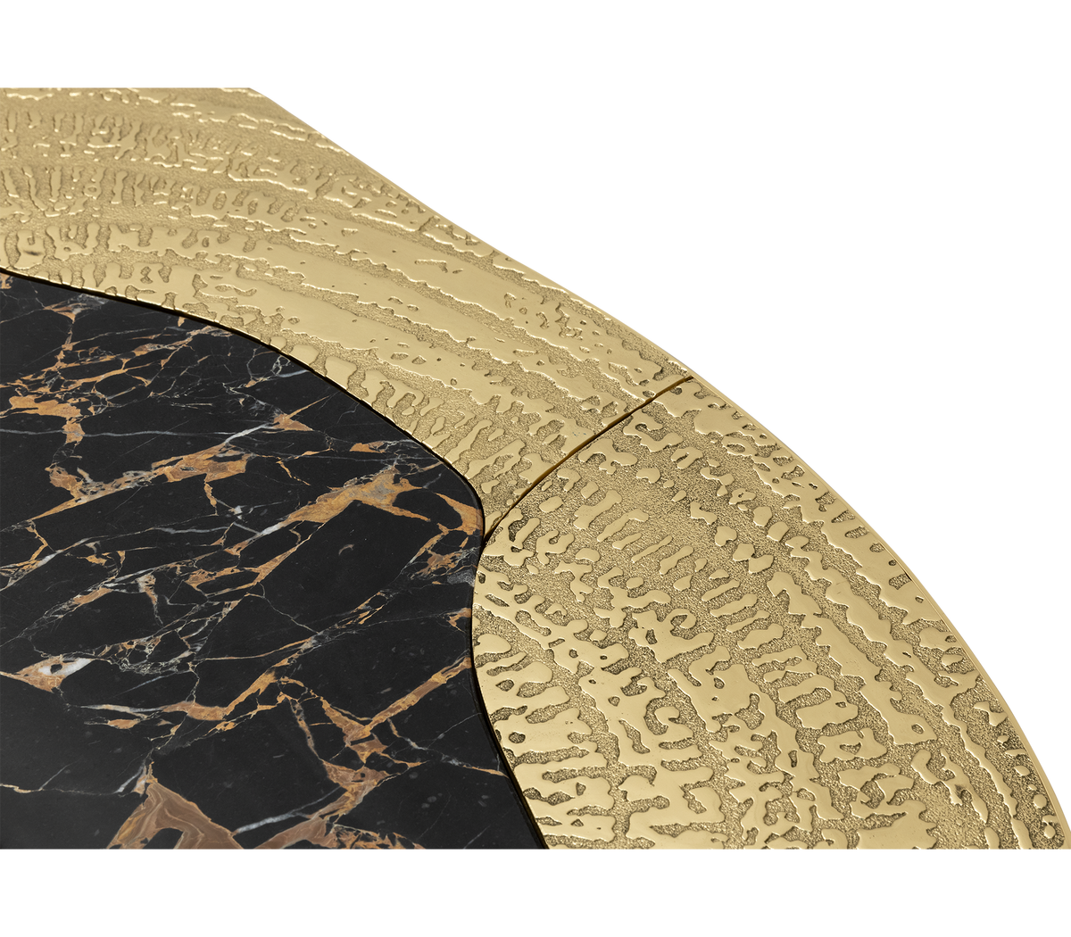 Luxury Calacatta Marble Coffee Table with Black Sculptural Base & Modern Design Center Tea Table