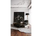 Luxury Calacatta Marble Coffee Table with Black Sculptural Base & Modern Design Center Tea Table