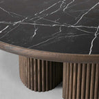 Astor Round Coffee Table Marble Top Oak Wood Base Sofa Center Tea Table