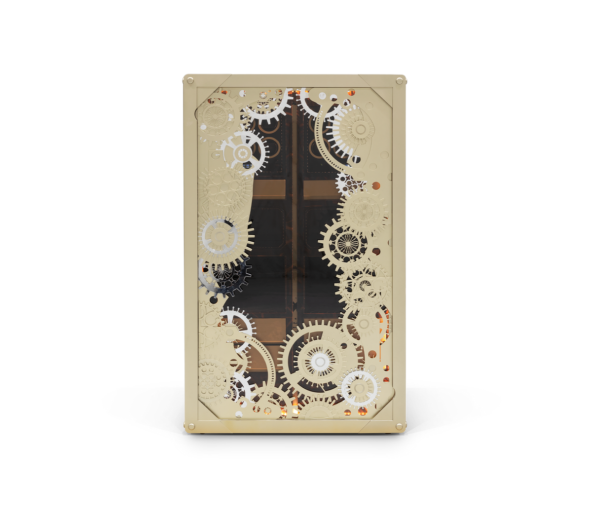 Luxury Baron Safe with Electric Opening System, Gold-Plated Brass & Walnut Root Interior