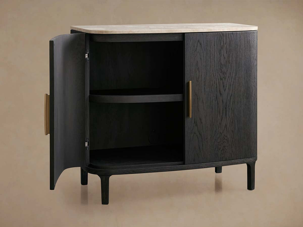 Danny Marble Top Buffet Sideboards Oak Wood Entrance Cabinet