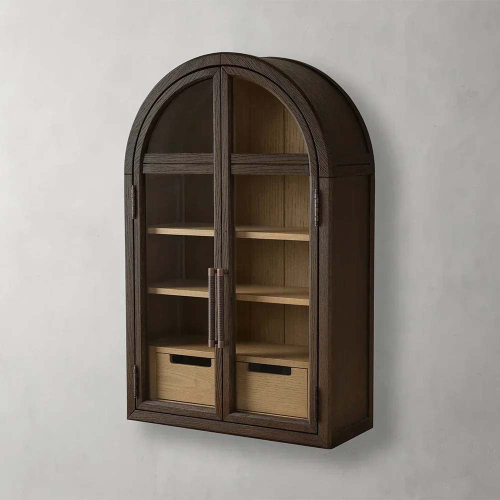 Hattie Mid-Century Wall Mounted Storage Cabinet with Arched Drawers