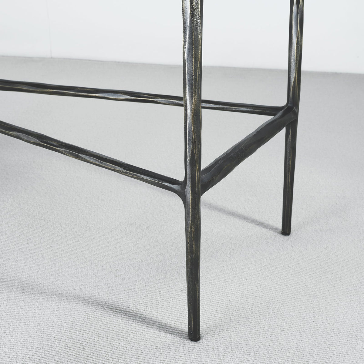 Thaddeus Metal Rectangle Marble Console Table Hand-Forged Entryways Entrance Table