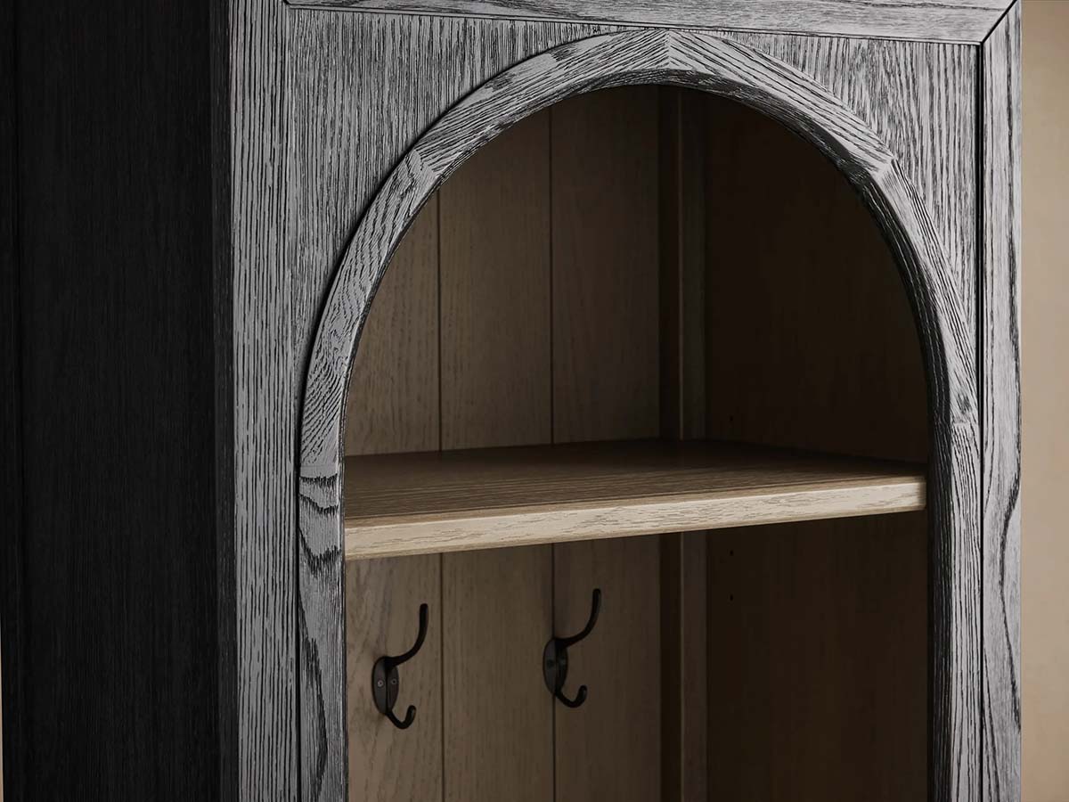 Hattie Solid Oak Entryway Cabinet Hand-Crafted with Hooks & Drawers