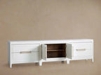 Meuble TV Rowan à 4 tiroirs en bois, buffet de rangement pour entrée, console multimédia