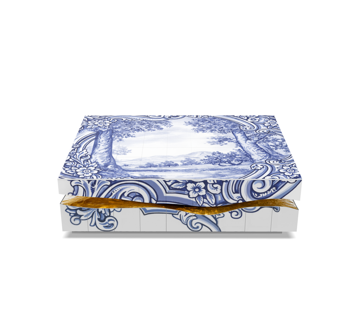 Luxury Carrara Marble Coffee Table with Sculptural Brass Frame & Organic Design