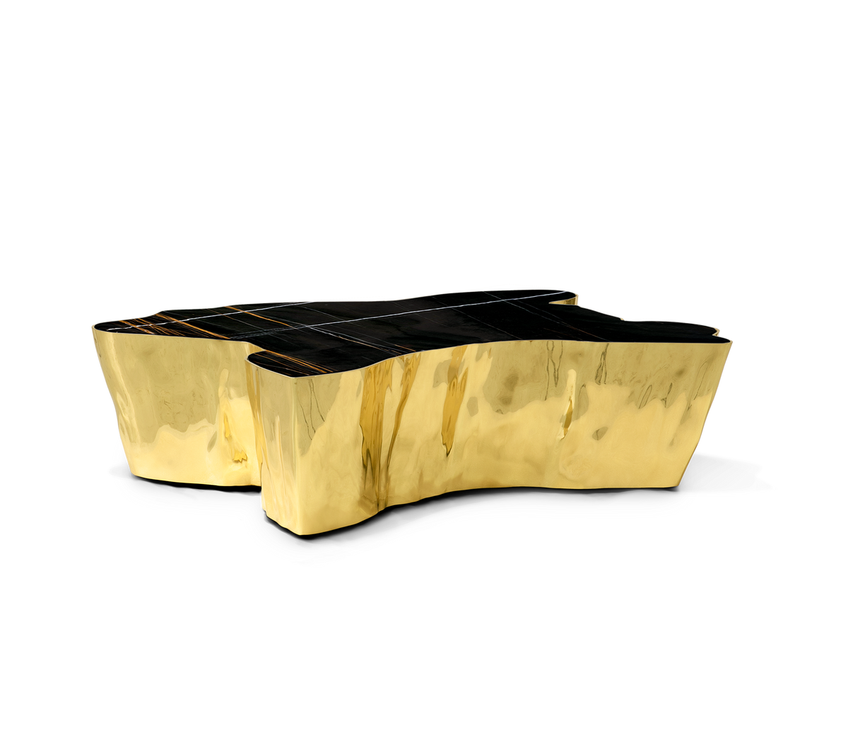 Luxury Patina Brass Coffee Table with Organic Sculptural Design & Handcrafted Finish Center Tea Table