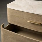 Commode Danny Wood à six tiroirs avec plateau en marbre, meuble de rangement à six tiroirs