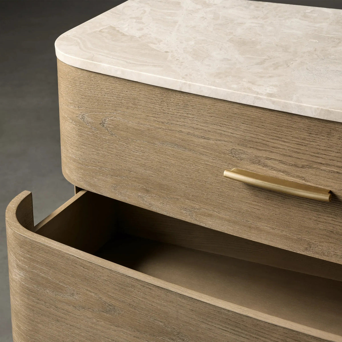 Commode Danny Wood à six tiroirs avec plateau en marbre, meuble de rangement à six tiroirs