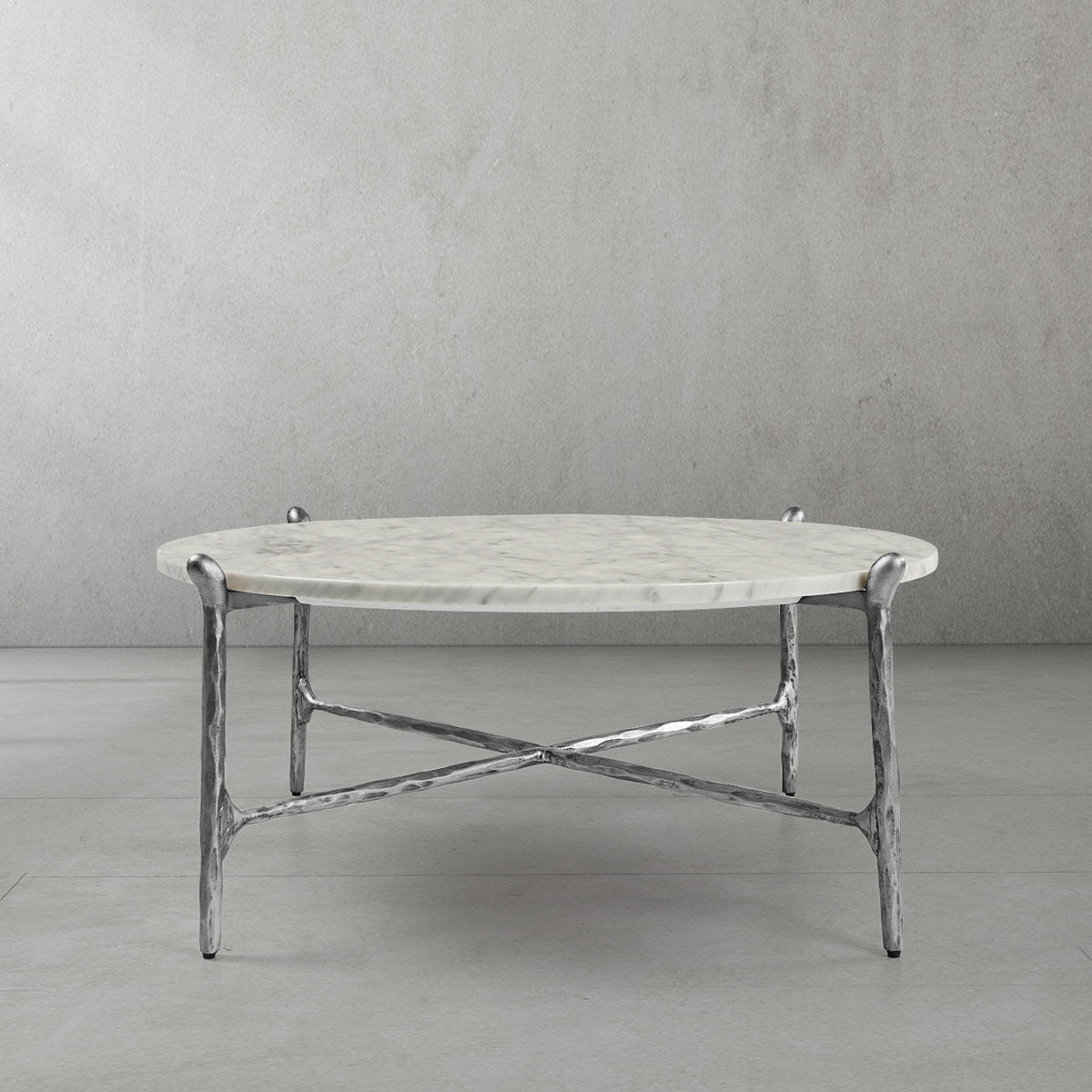 Thaddeus Metal Round Horn Marble Coffee Table & Side Table Hand-Forged Living Sofa Center Tea Table End Tables