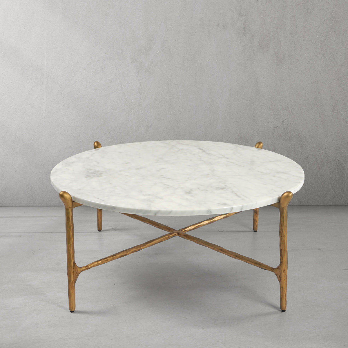 Thaddeus Metal Round Horn Marble Coffee Table & Side Table Hand-Forged Living Sofa Center Tea Table End Tables