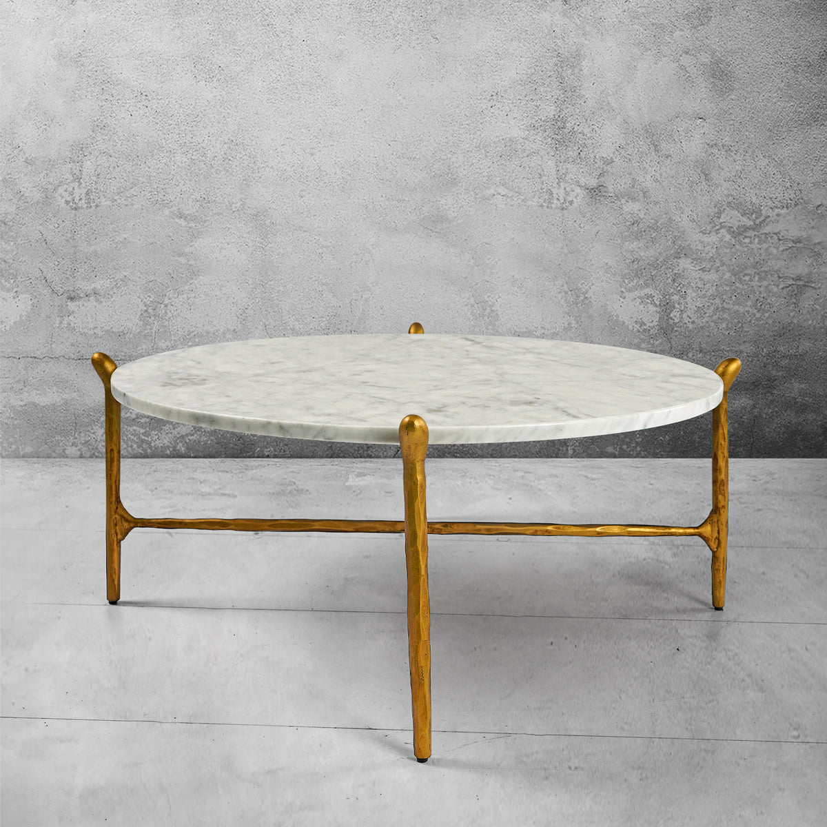 Thaddeus Metal Round Horn Marble Coffee Table & Side Table Hand-Forged Living Sofa Center Tea Table End Tables
