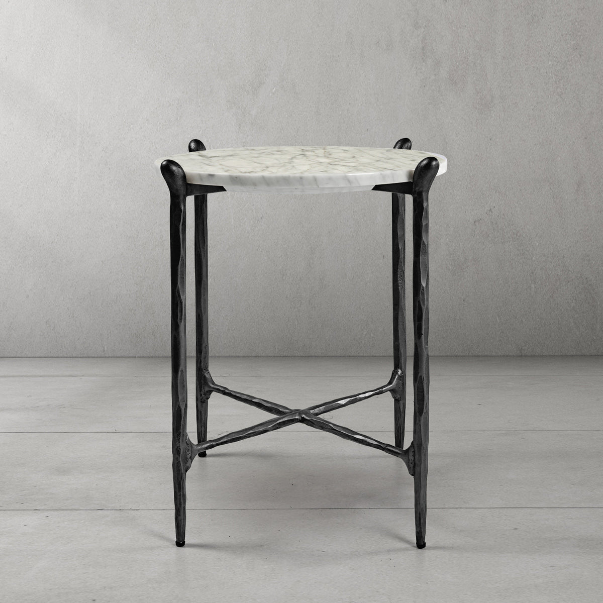 Thaddeus Metal Round Horn Marble Coffee Table & Side Table Hand-Forged Living Sofa Center Tea Table End Tables