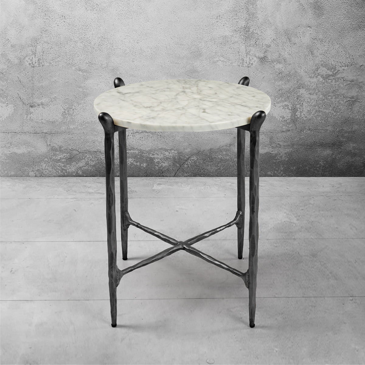 Thaddeus Metal Round Horn Marble Coffee Table & Side Table Hand-Forged Living Sofa Center Tea Table End Tables