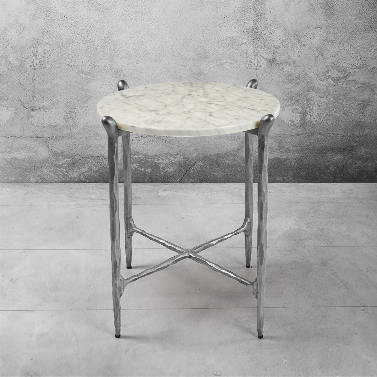 Thaddeus Metal Round Horn Marble Coffee Table & Side Table Hand-Forged Living Sofa Center Tea Table End Tables