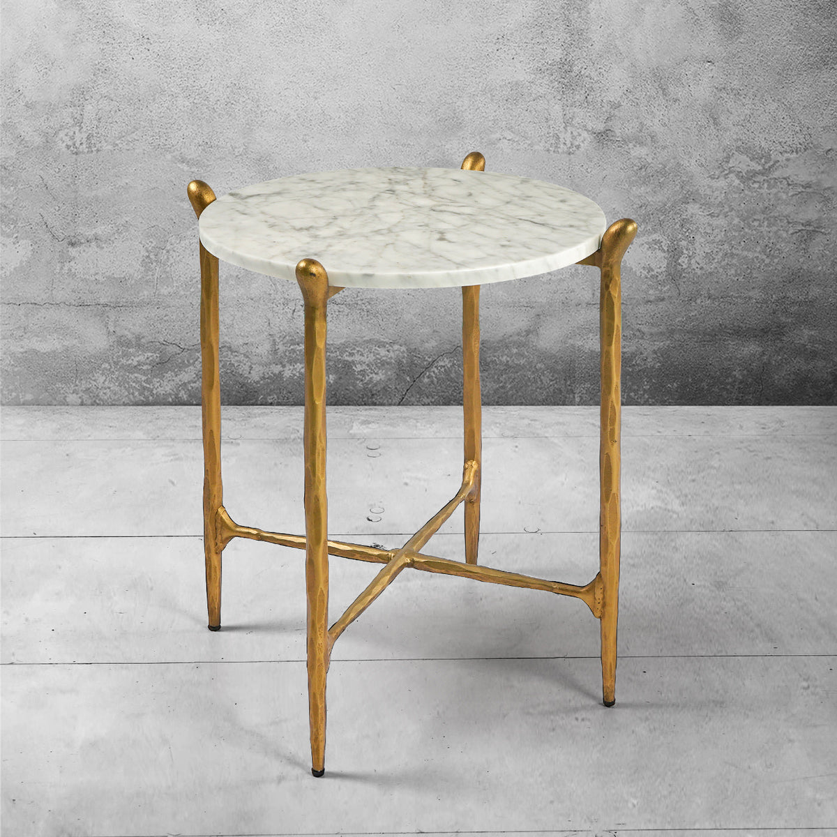 Thaddeus Metal Round Horn Marble Coffee Table & Side Table Hand-Forged Living Sofa Center Tea Table End Tables