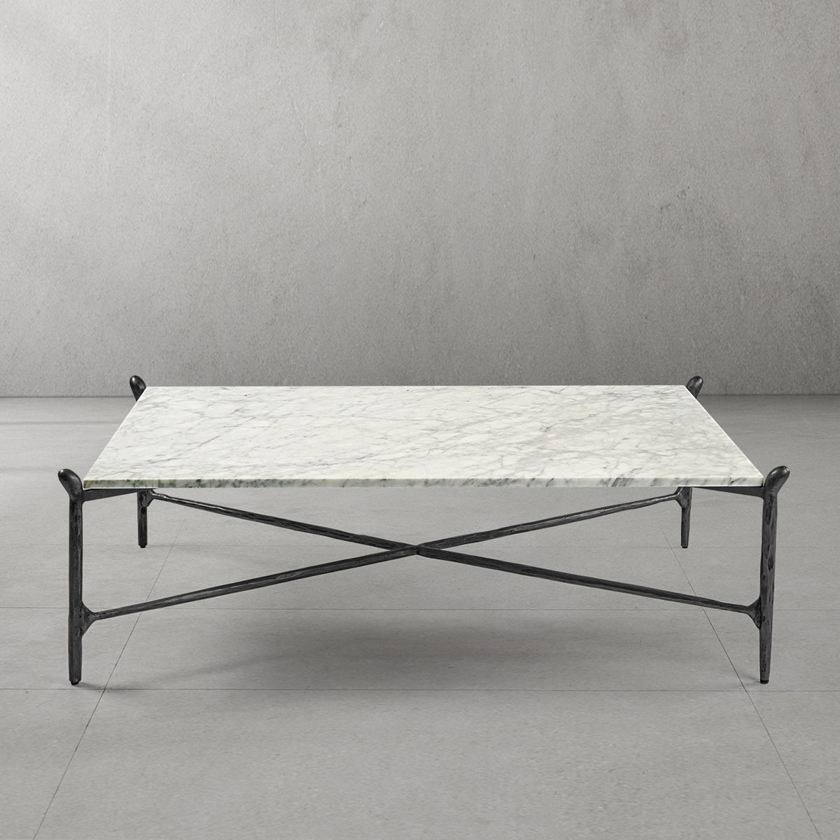 Thaddeus Metal Square Horn Marble Coffee Table Hand-Forged Living Sofa Center Tea Table