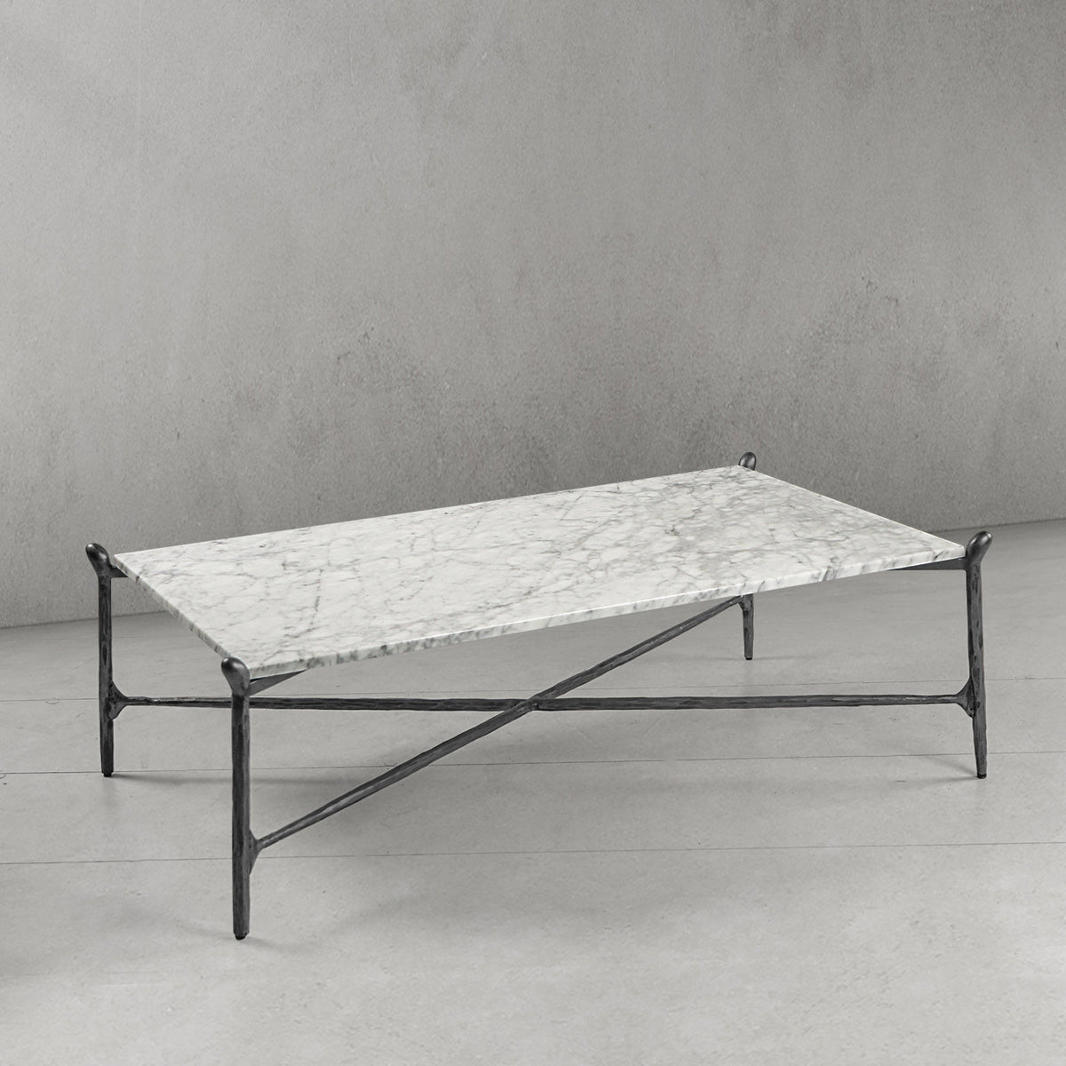 Thaddeus Metal Square Horn Marble Coffee Table Hand-Forged Living Sofa Center Tea Table