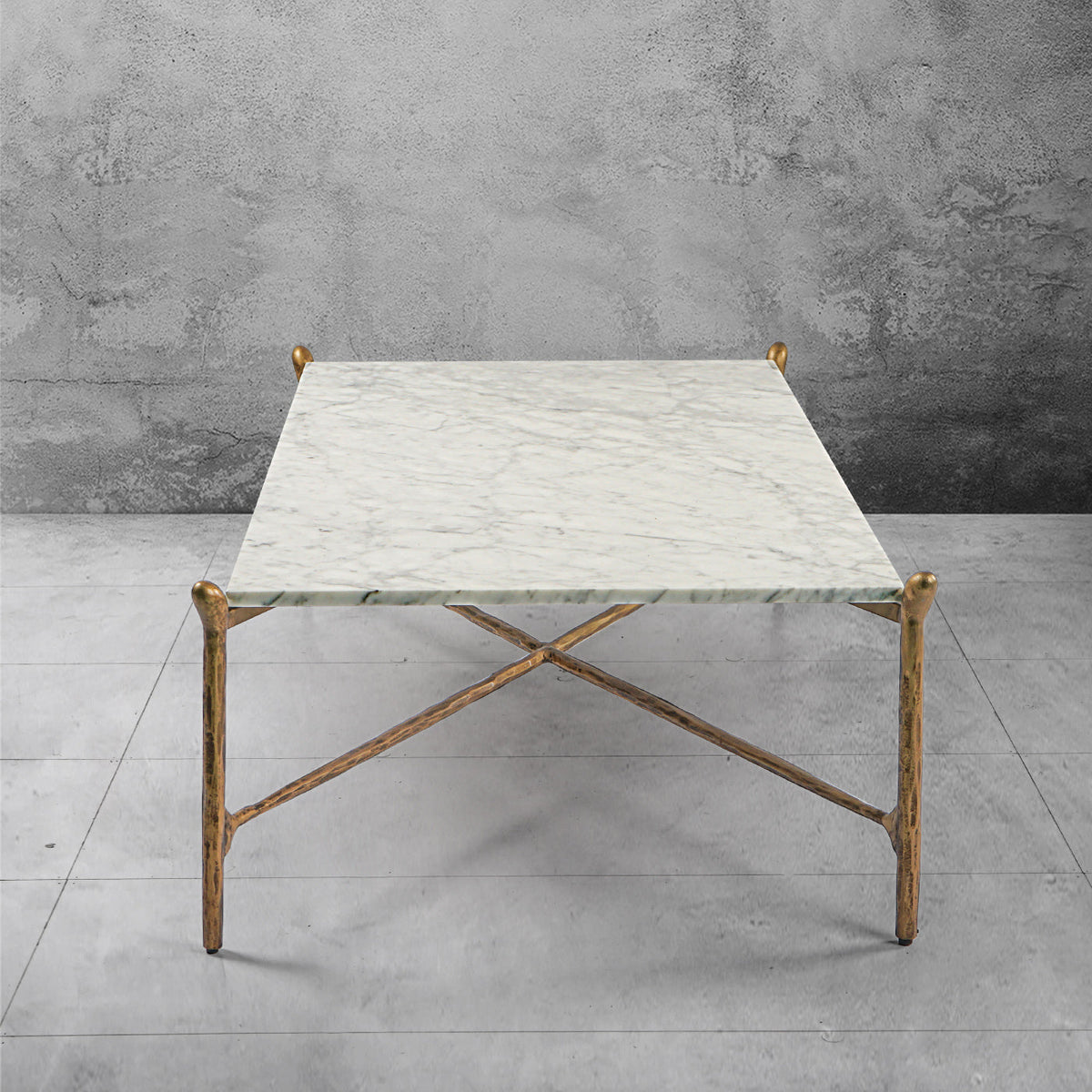 Thaddeus Metal Square Horn Marble Coffee Table Hand-Forged Living Sofa Center Tea Table