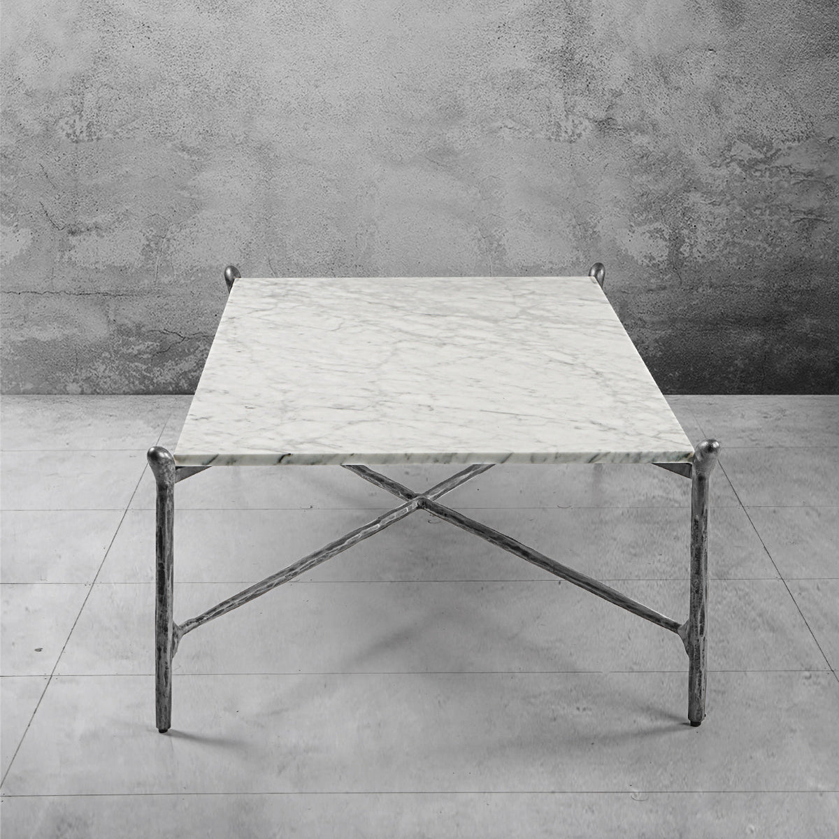 Thaddeus Metal Square Horn Marble Coffee Table Hand-Forged Living Sofa Center Tea Table