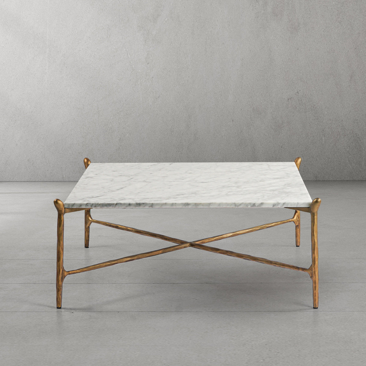 Thaddeus Metal Square Horn Marble Coffee Table Hand-Forged Living Sofa Center Tea Table