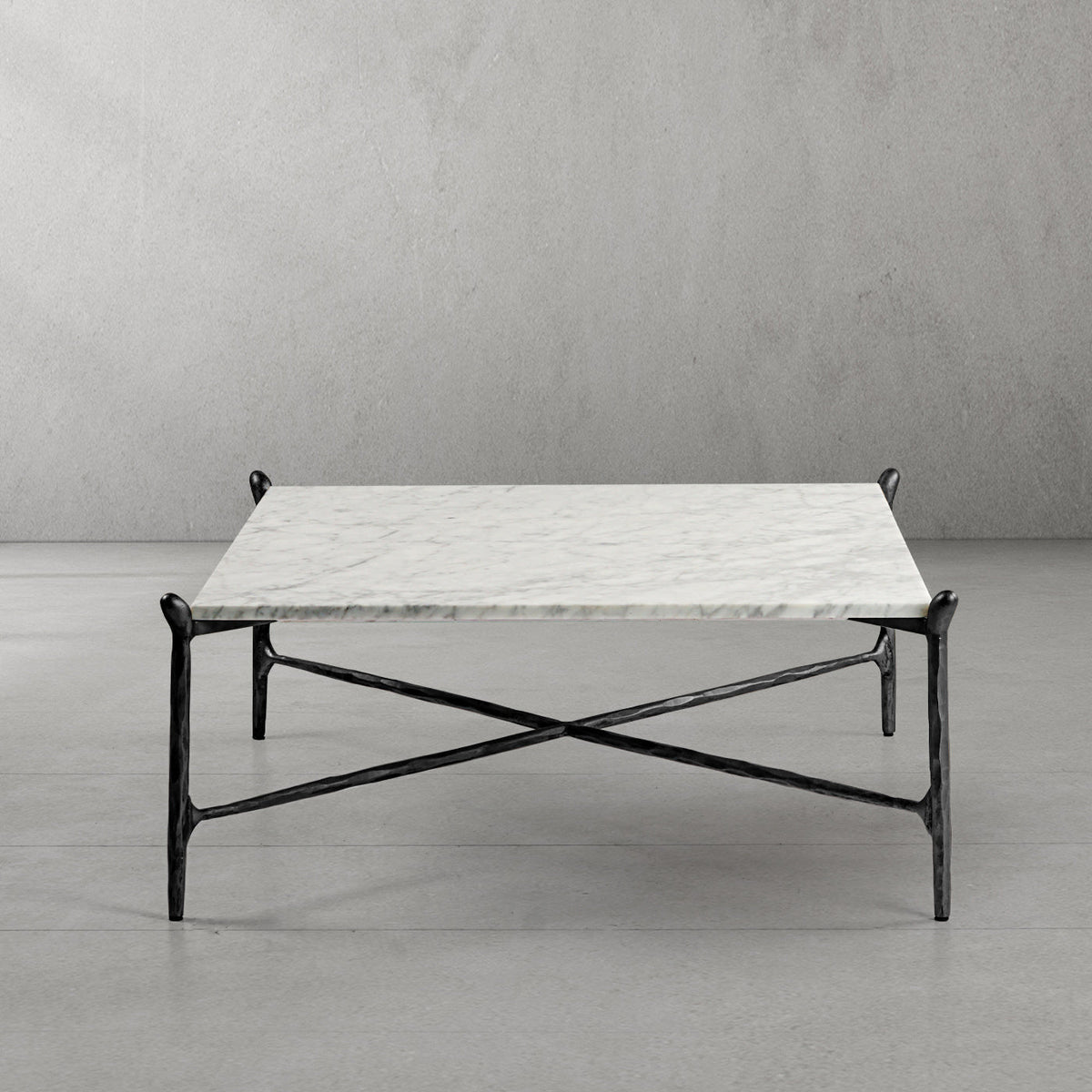 Thaddeus Metal Square Horn Marble Coffee Table Hand-Forged Living Sofa Center Tea Table