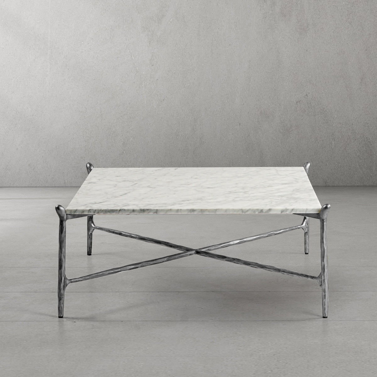 Thaddeus Metal Square Horn Marble Coffee Table Hand-Forged Living Sofa Center Tea Table