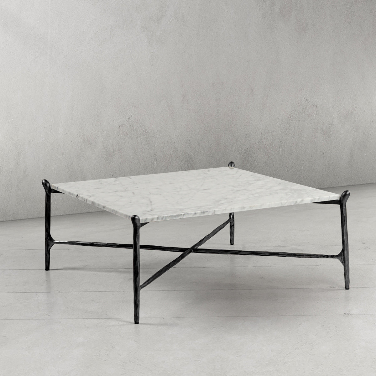 Thaddeus Metal Square Horn Marble Coffee Table Hand-Forged Living Sofa Center Tea Table